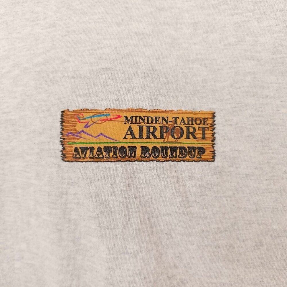 Minden Tahoe Airport T Shirt Mens Size XL Gray Aviation Roundup Blue Angels Navy - Picture 3 of 10